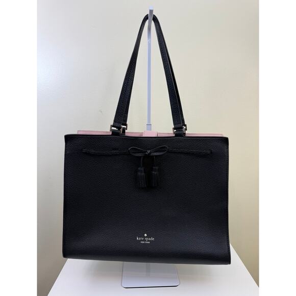Kate Spade Hayes Large Satchel | Structured Leather Handbag | Classic Work Tote - Picture 1 of 11